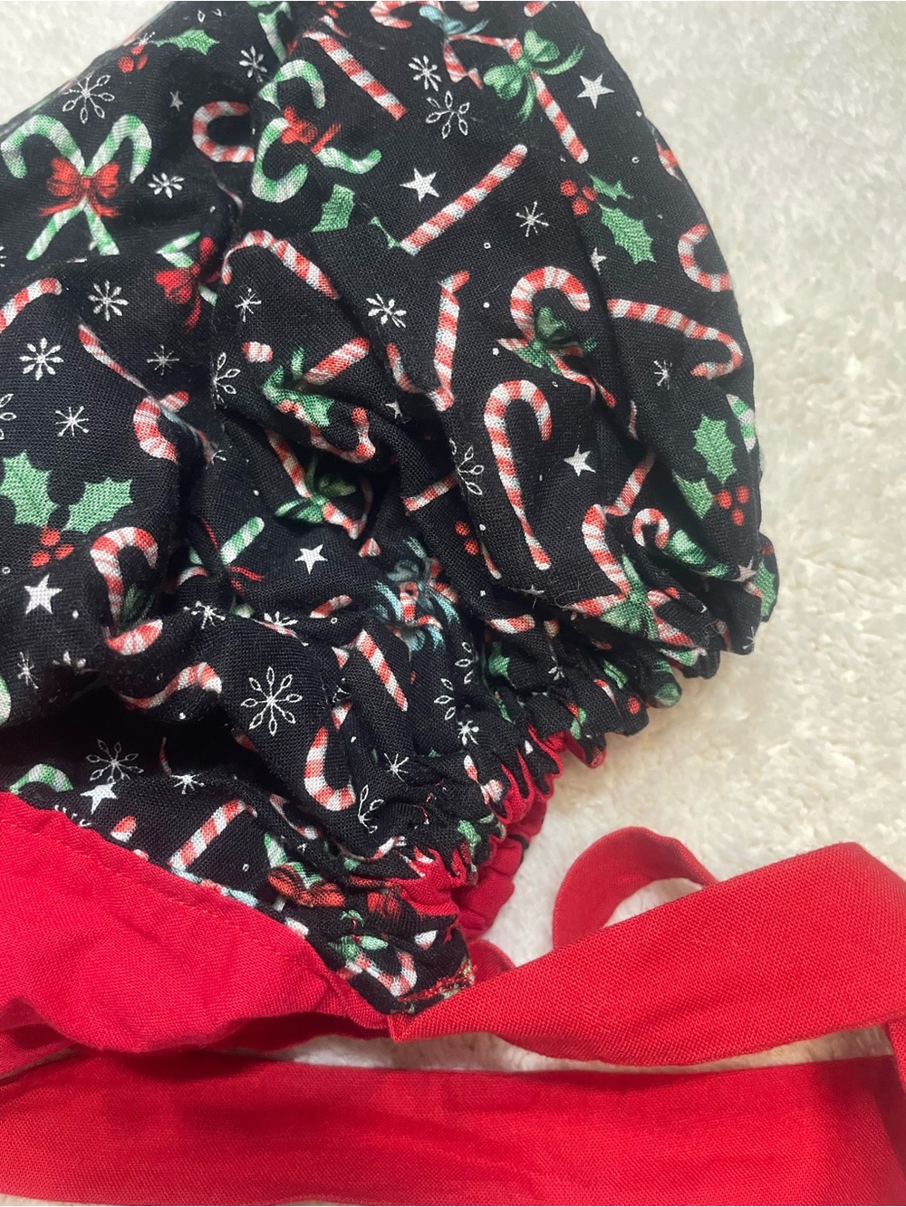 Bonnet Surgical Scrub Cap Candy Cane Christmas | Like New Tie Back Elastic